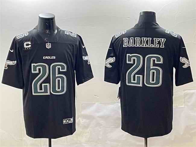 Men's Philadelphia Eagles #26 Saquon Barkley Black Fashion With 3-star C Patch Vapor Untouchable Limited Stitched Football Jersey